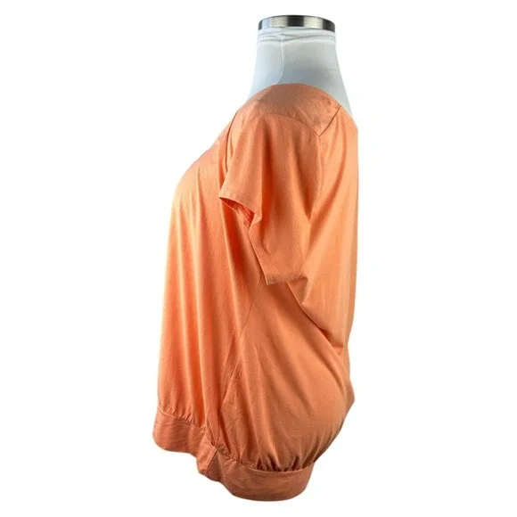 NWT Chico's Perfect Pleats Blouse Orange Scoop Neck Short Sleeve Top Sz 3 XL 16 - Picture 4 of 9